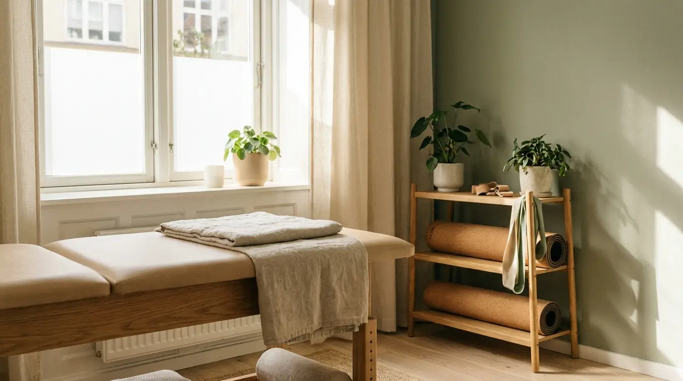 Ruhiger Behandlungsraum einer Physiotherapie-Praxis